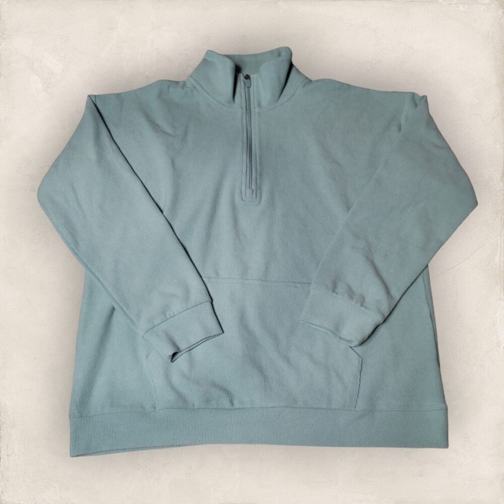 Marc New York Quarter Zip Green Jade Ribbed Outdoor Cozy Sweater Size Medium